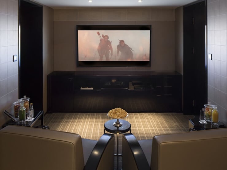 Guests can enjoy a private cinema experience in the Beijing Suite