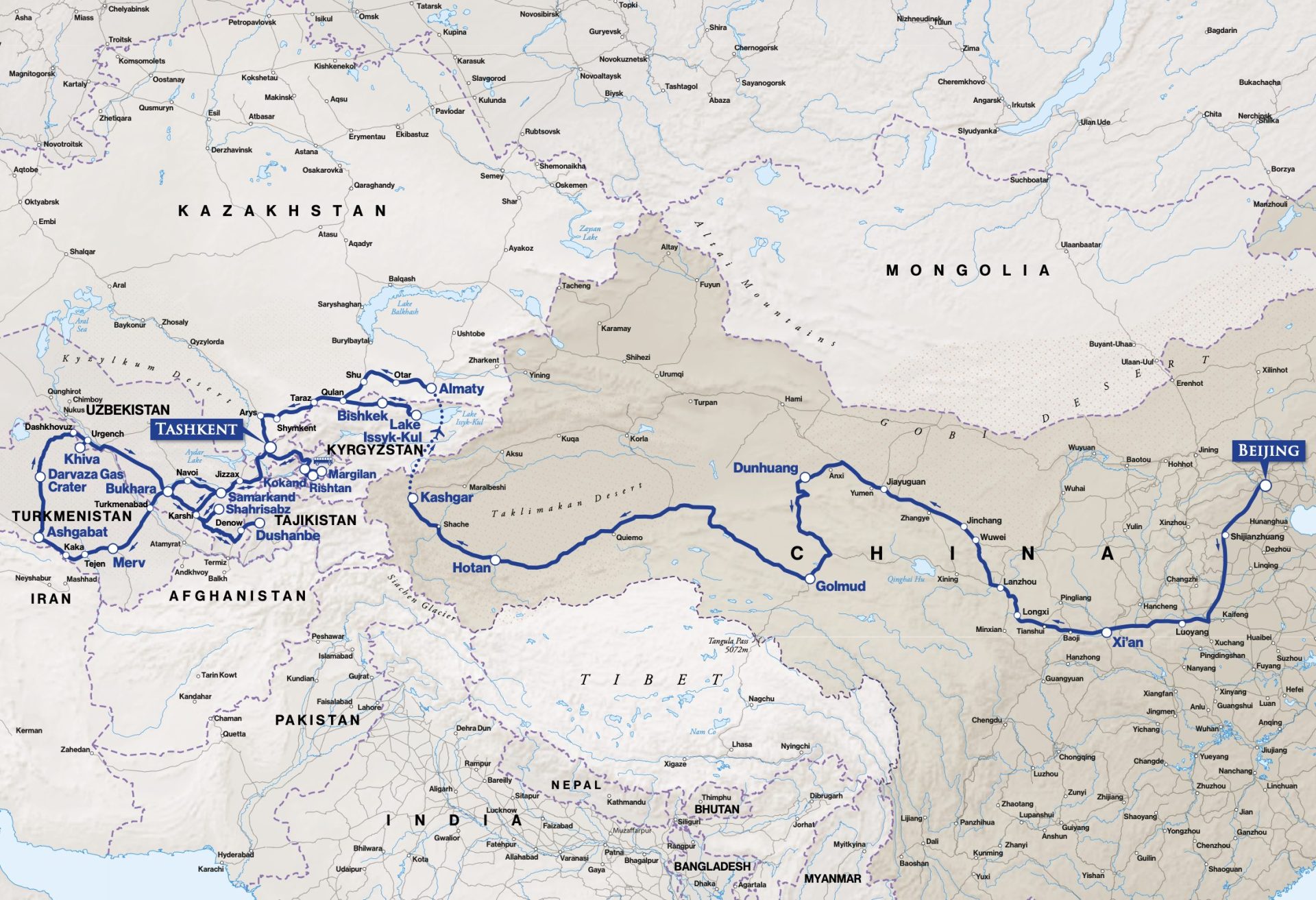 grand silk road luxury train tour map