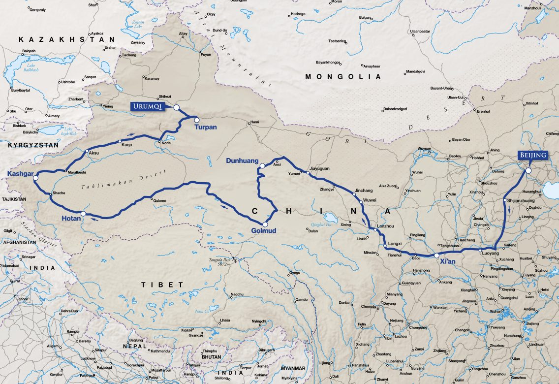 ancient china train tour map